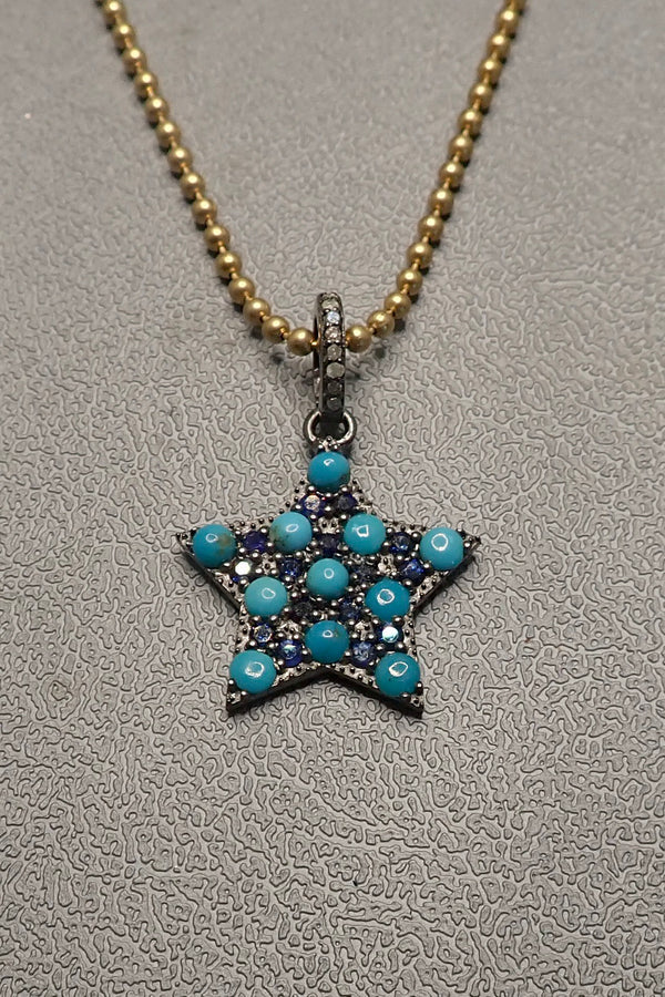 TURQUOISE & SAPPHIRE STAR PENDANT