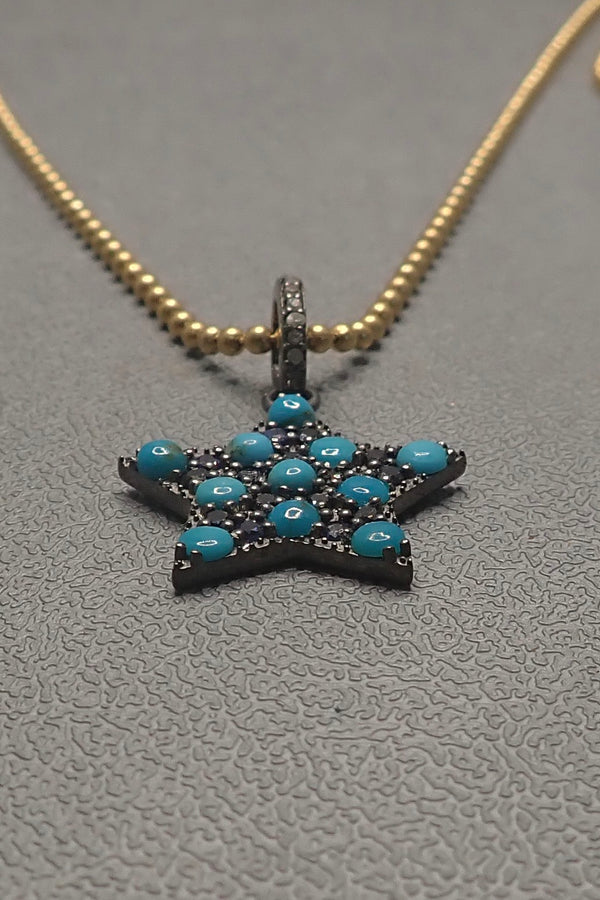 TURQUOISE & SAPPHIRE STAR PENDANT