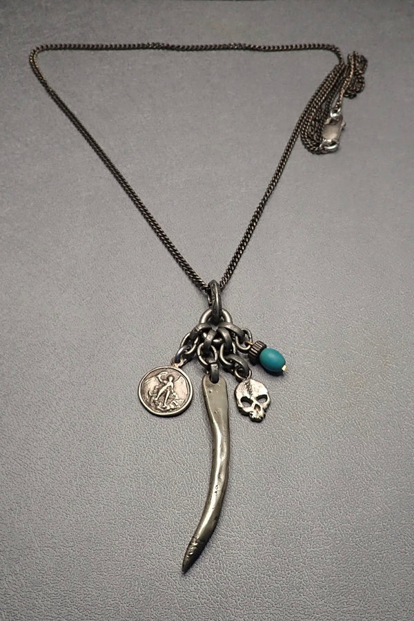 HORN- SKULL -TURQUOISE NECKLACE - two made