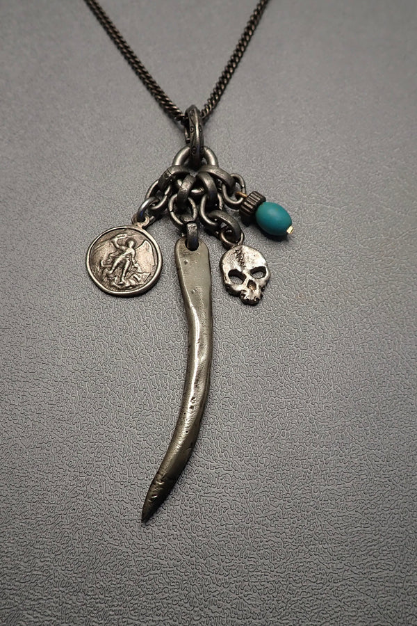 HORN- SKULL -TURQUOISE NECKLACE - two made