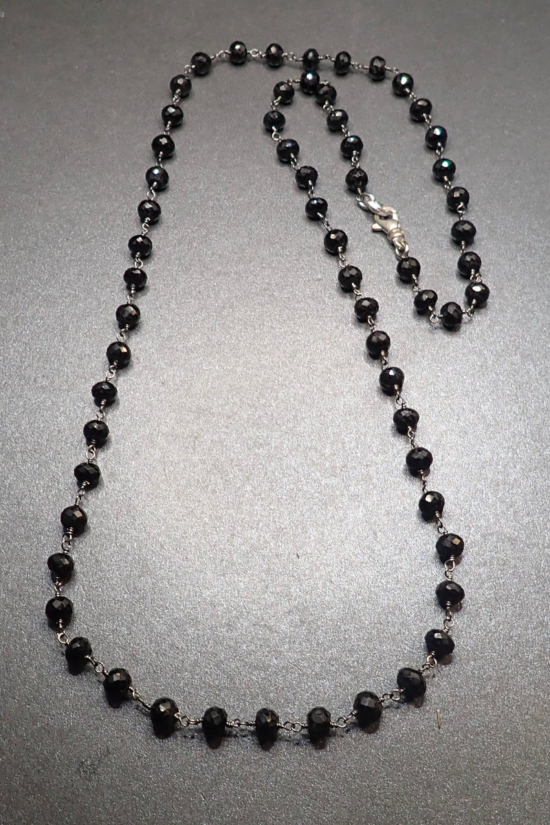 BLACK SPINEL ROSARY NECKLACE - two made