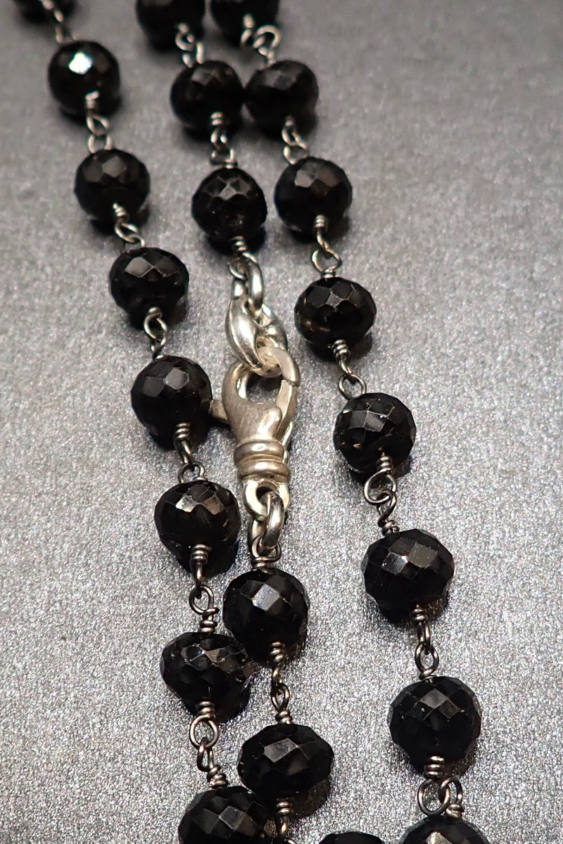 BLACK SPINEL ROSARY NECKLACE - two made