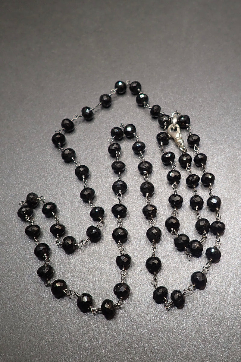 BLACK SPINEL ROSARY NECKLACE - two made