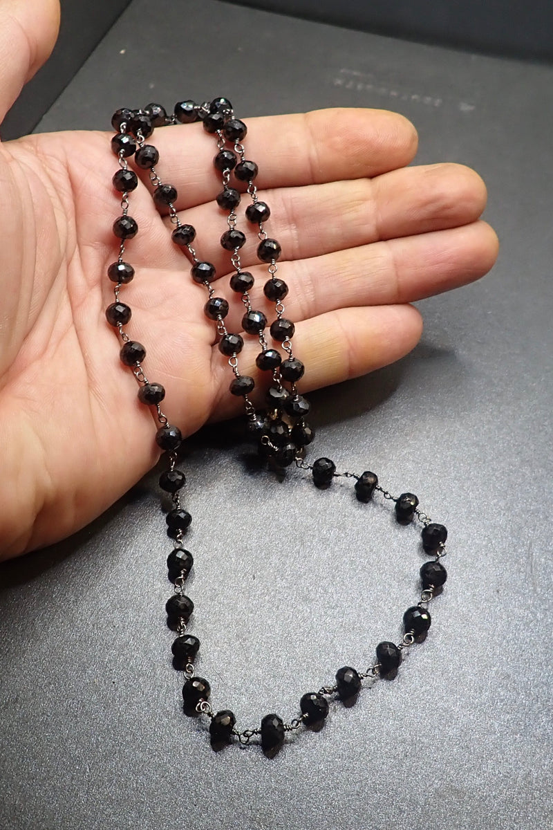 BLACK SPINEL ROSARY NECKLACE - two made