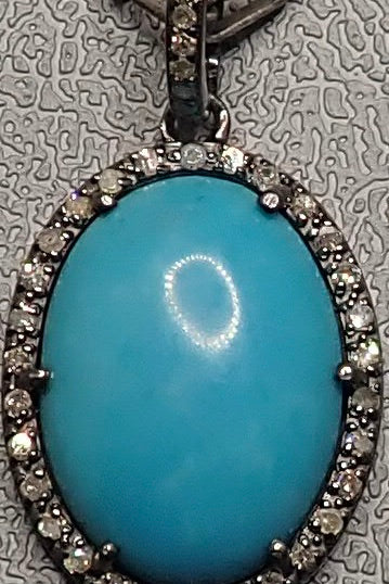 DIAMOND TURQUOISE PENDANT - one made