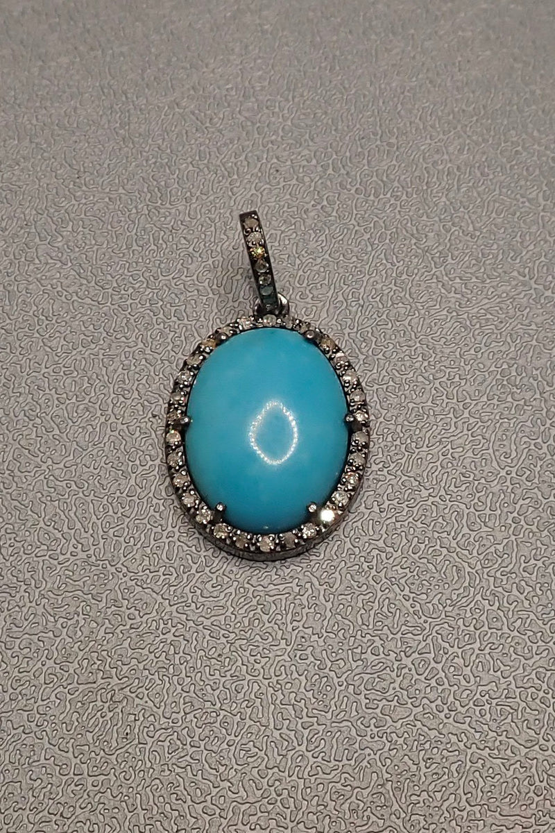 DIAMOND TURQUOISE PENDANT - one made