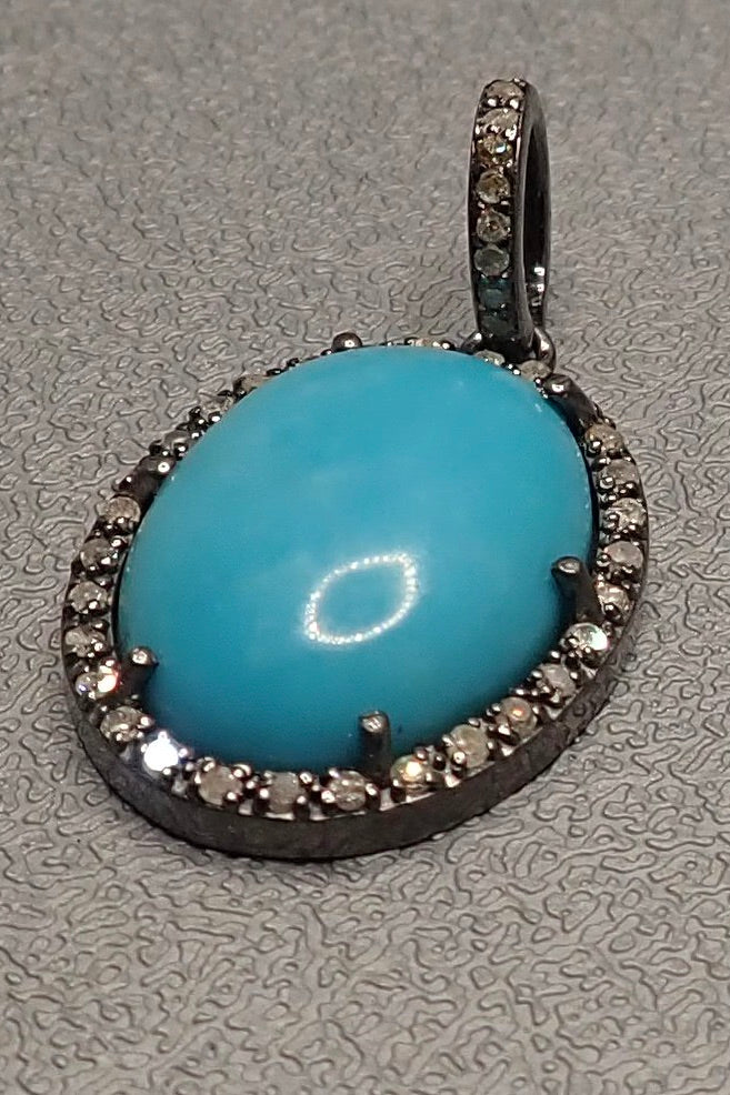 DIAMOND TURQUOISE PENDANT - one made