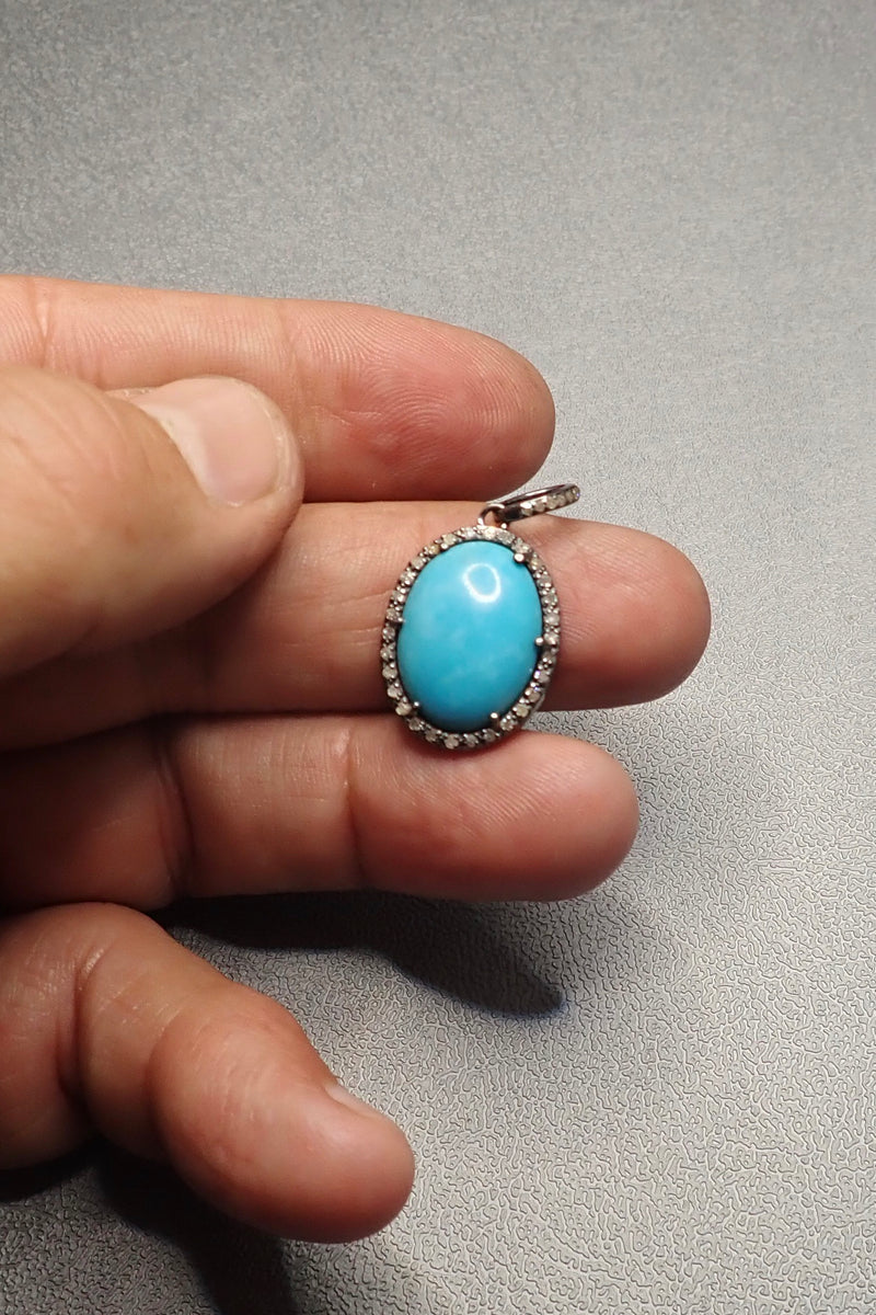 DIAMOND TURQUOISE PENDANT - one made