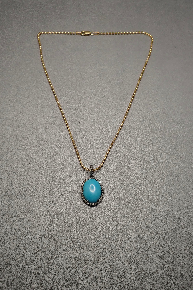 DIAMOND TURQUOISE  PENDANT - one made