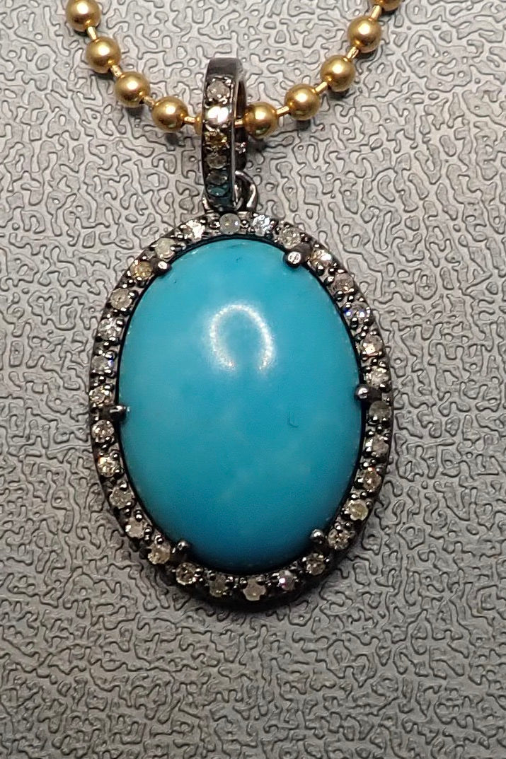 DIAMOND TURQUOISE  PENDANT - one made