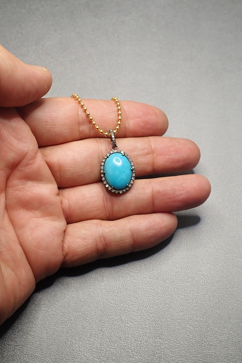 DIAMOND TURQUOISE  PENDANT - one made