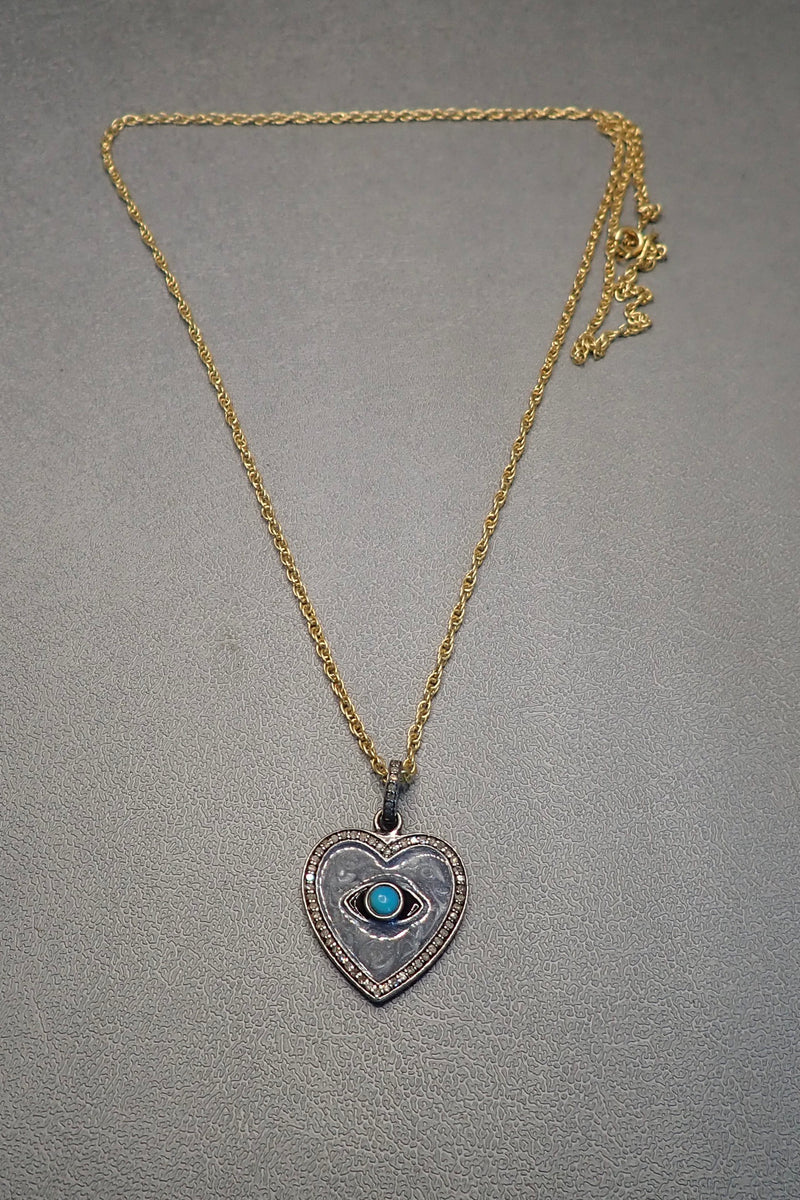 DIAMONDS ENAMEL HEART PENDANT - one made