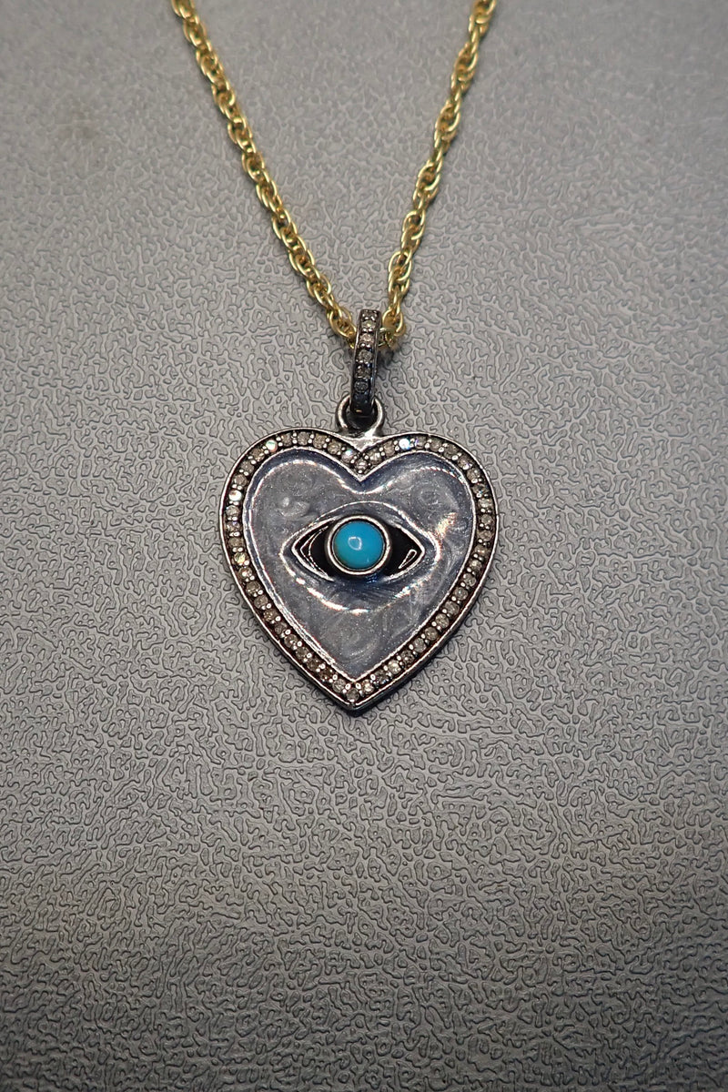 DIAMONDS ENAMEL HEART PENDANT - one made