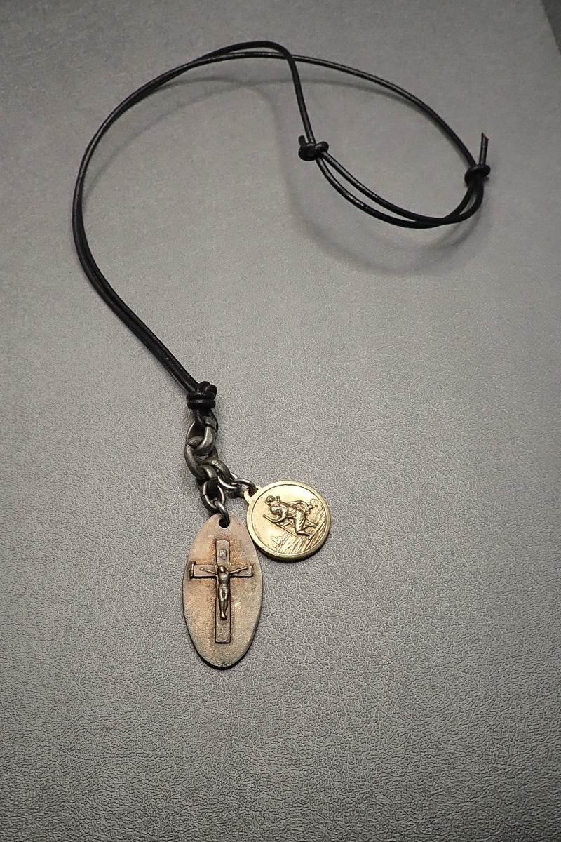CROSS & MEDAL NECKLACE - one made