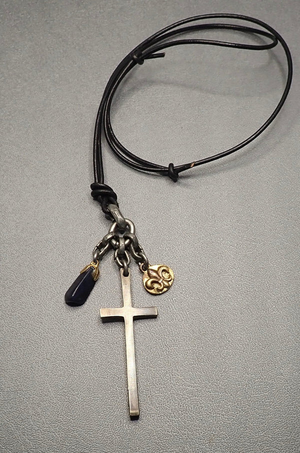 CROSS & STONE NECKLACE - one made