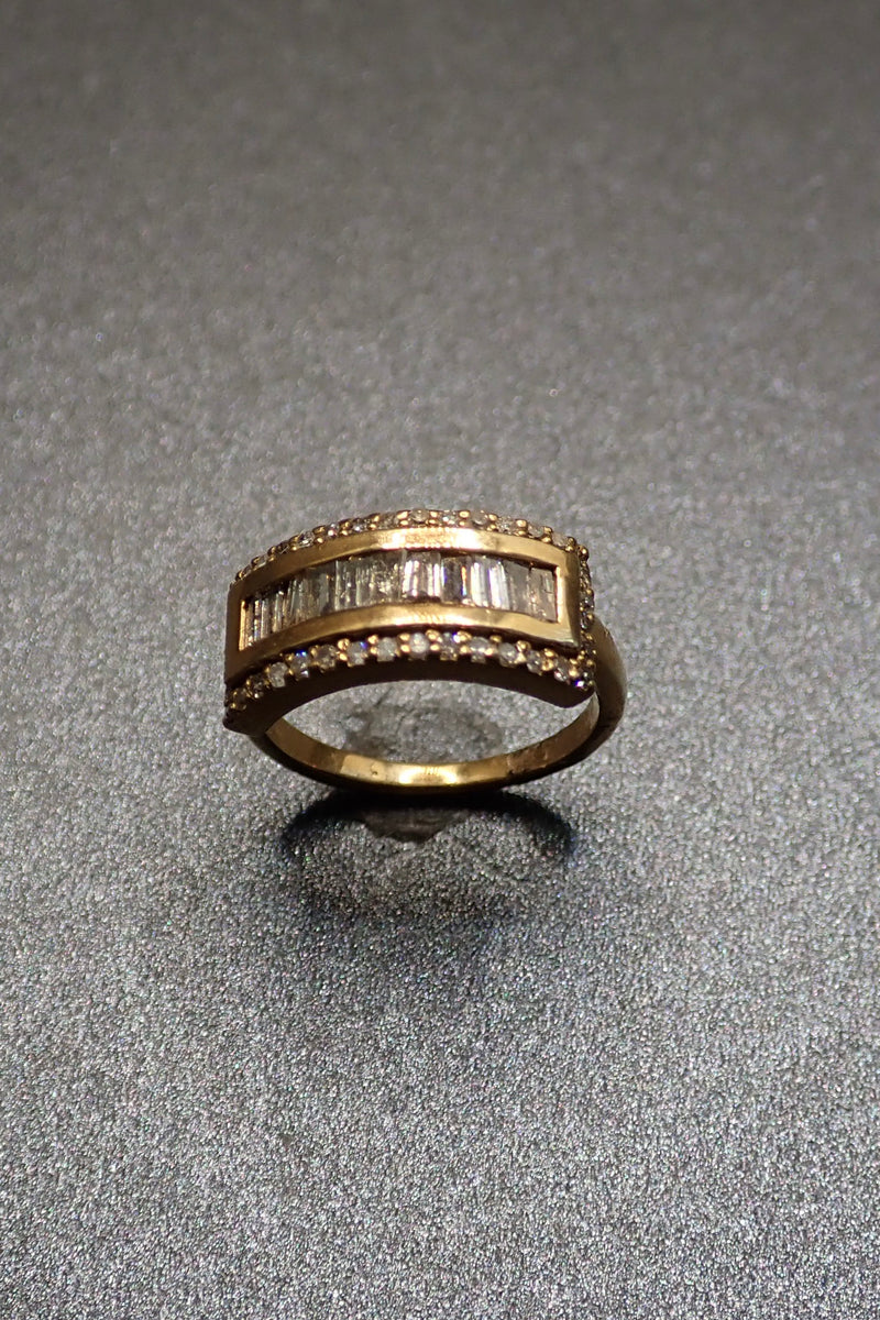 DIAMOND BAGUETTES RING - 14 K GOLD FILLED  - only one