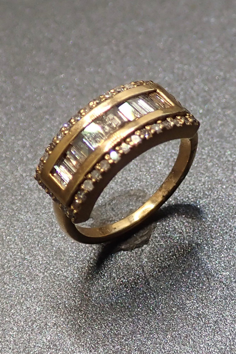 DIAMOND BAGUETTES RING - 14 K GOLD FILLED  - only one