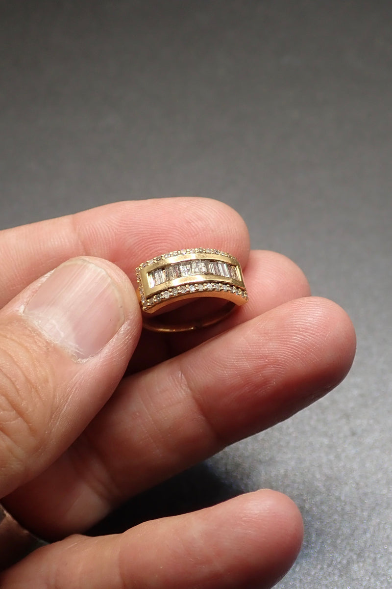 DIAMOND BAGUETTES RING - 14 K GOLD FILLED  - only one