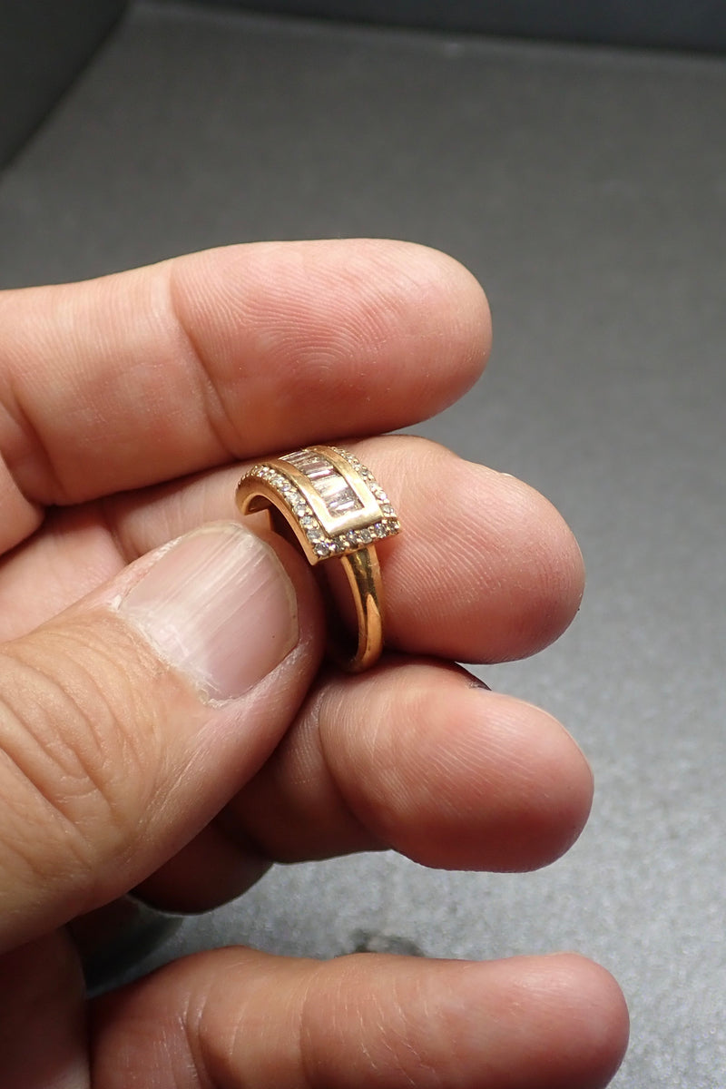 DIAMOND BAGUETTES RING - 14 K GOLD FILLED  - only one