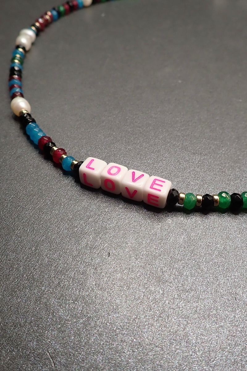 LOVE SHORT BEADED NECKLACE - one made