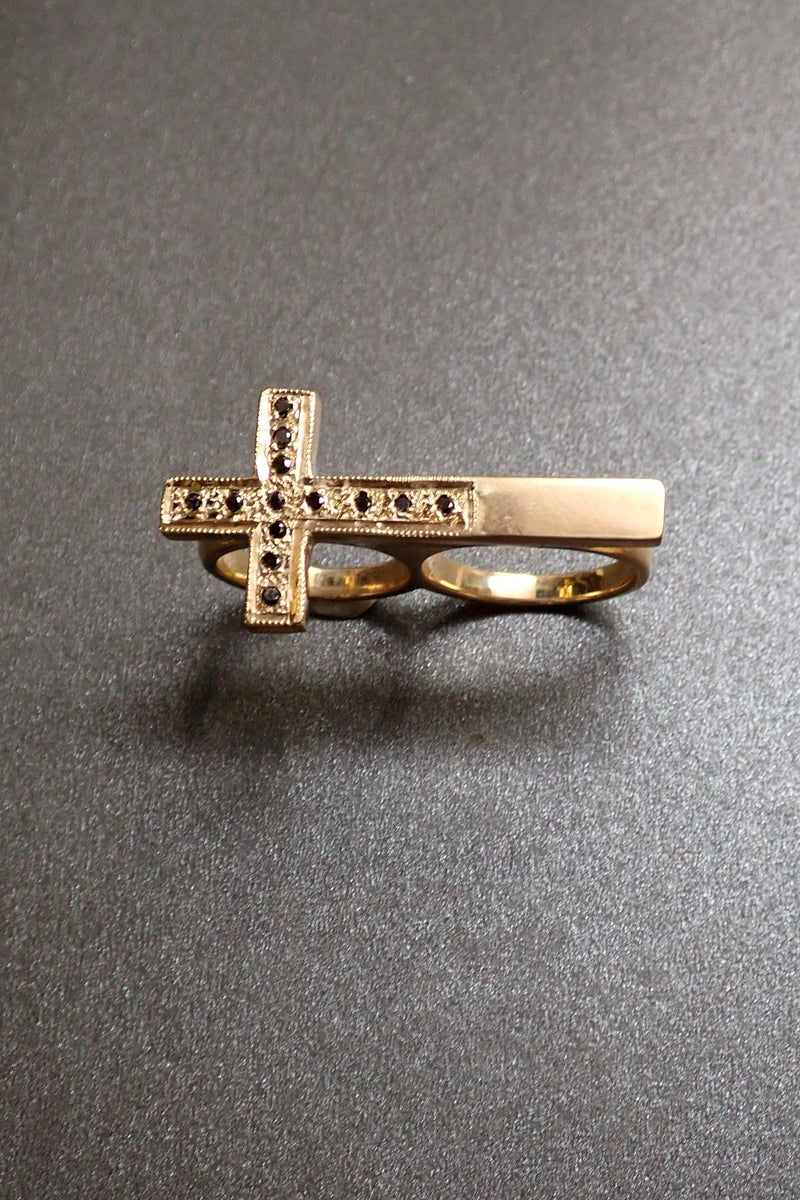 BLACK DIAMOND BRONZE CROSS RING
