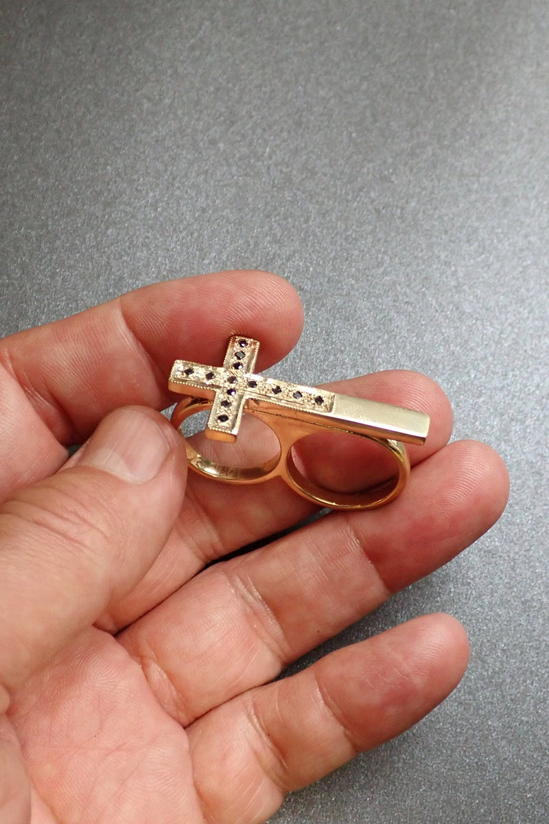 BLACK DIAMOND BRONZE CROSS RING